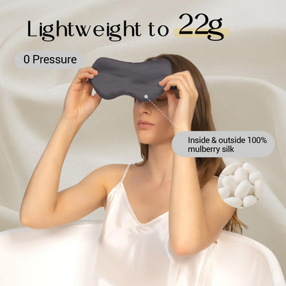 ZIMASILK Adjustable 100% 22 Momme Mulberry Silk Sleep Mask for Sleeping, Filled with Premium Mulberry Silk, Softest & Breathable Blackout Eye Sleeping Mask (Black)