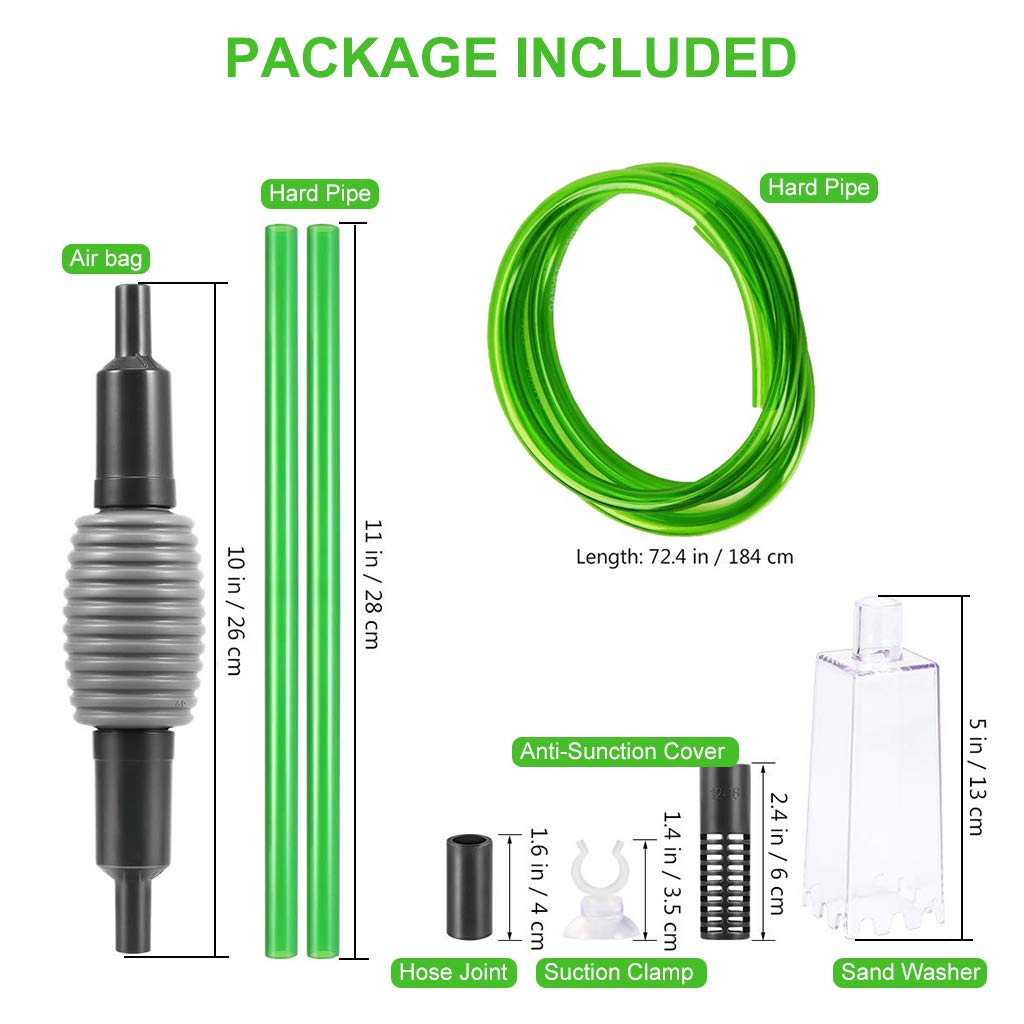 boxtech Fish Tank Water Changer Vacuum Siphon Kit, 3 in 1 Aquarium Siphon Gravel Cleaner Pump Sand Cleaner Kit for Drain and Replace Water