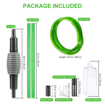 boxtech Fish Tank Water Changer Vacuum Siphon Kit, 3 in 1 Aquarium Siphon Gravel Cleaner Pump Sand Cleaner Kit for Drain and Replace Water
