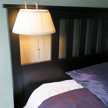 Evelots Bed Headboard Reading Lamp Book Light (2Pack) Soft Fabric Shade-Easy ON/OFF Pull Cord