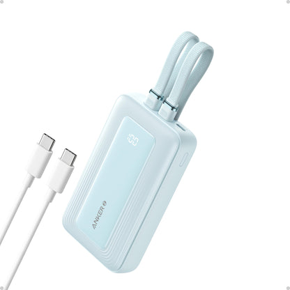 Anker Zolo Power Bank, 10,000mAh 30W Max Fast Portable Charger with Built-in USB-C and MFi Certified Lightning Cables, USB-C&A, Battery Pack for iPhone 16/15 Series, MacBook, Galaxy