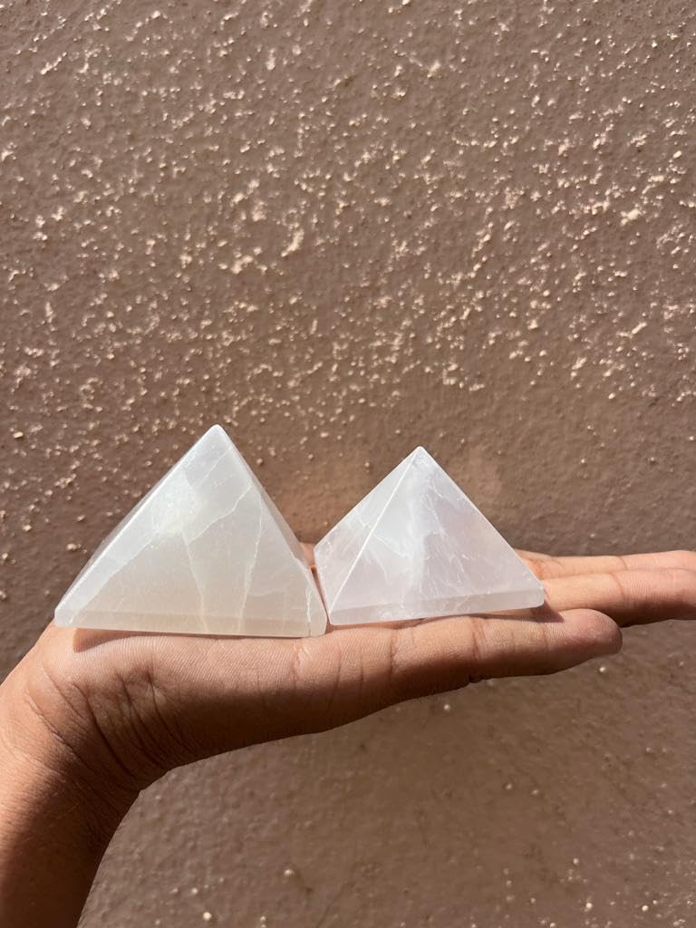 Selenite Crystal Pyramid Selenite Pyramid Healing Crystal Home Decor Hand Carved Gift Handmade 50-60MM