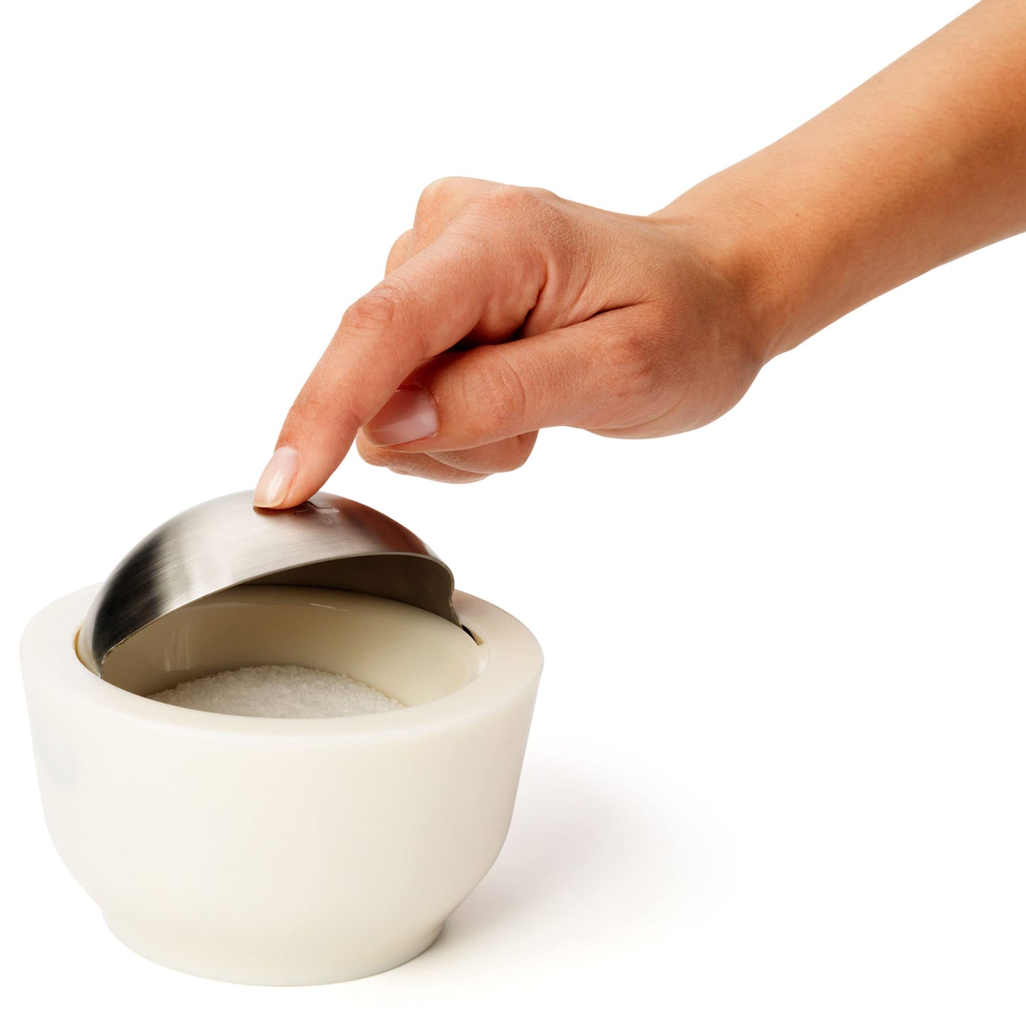 Chef'n 101-738-237 Dash Salt & Sugar Cellar with Flip Top Cover, 3 7/8-inches by 4 1/4-inches, White