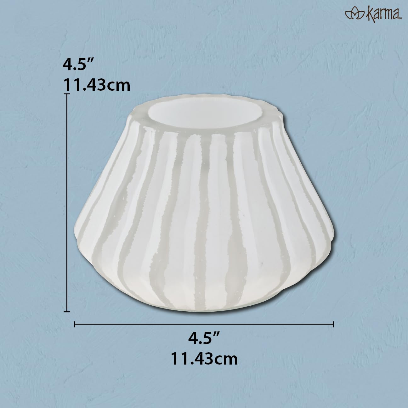 Karma, Boho Fluted Pyramid Tealight, Votive Candle Holder, Glass Votive Candle Holders for Table Decorations, Beach Party and Coastal Home Decor, White
