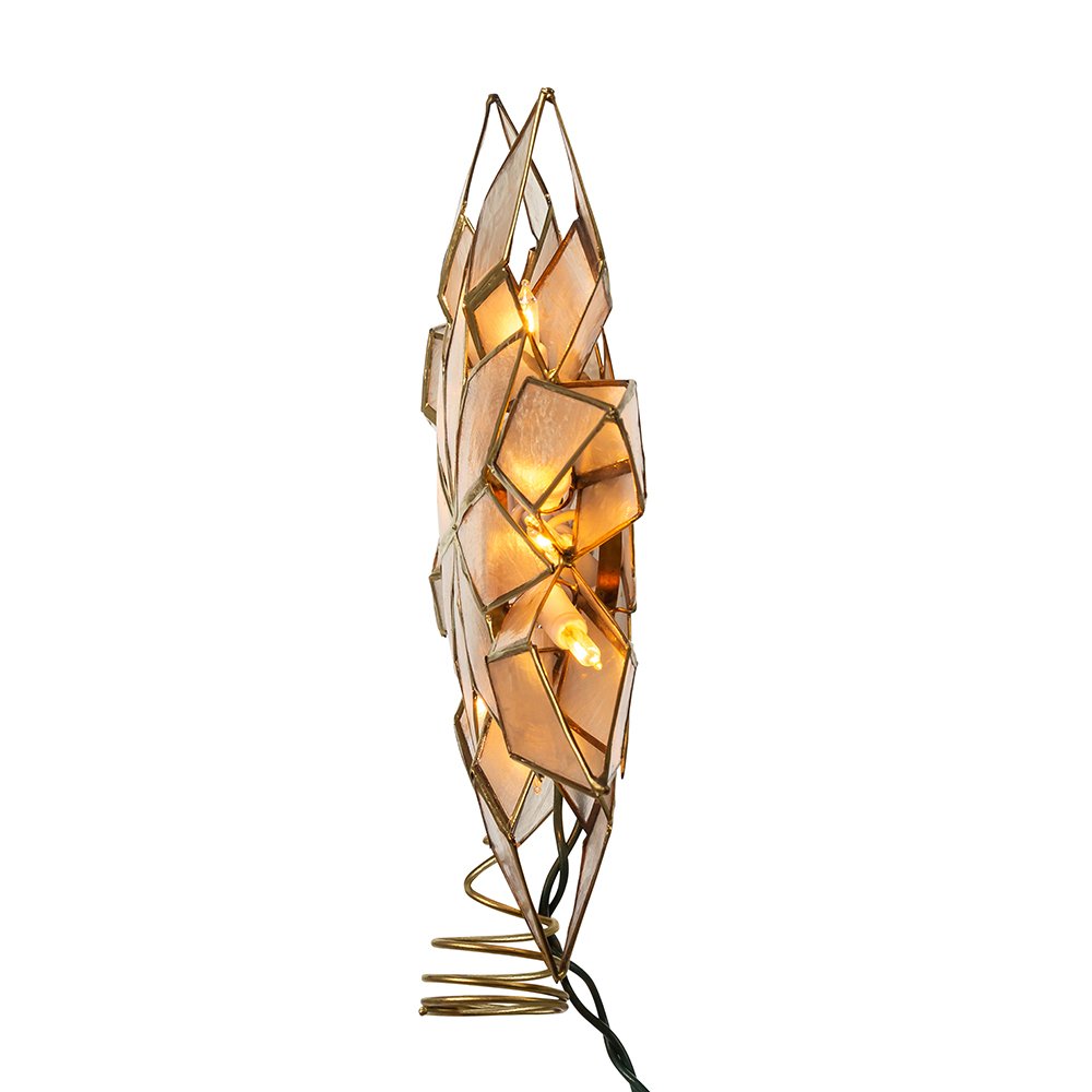 Kurt Adler 8.5-Inch Capiz Star Tree Topper with 10 Clear Lights and 1 Spare Bulb