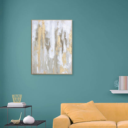 Gold Abstract Wall Art Decor - Framed Texture Paintings Modern Canvas Artwork with Hand-Painted Gold Foil for Modern Style Decor, Ready to Hang