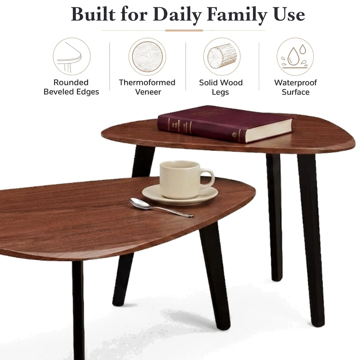 DURISEN Nesting Coffee Table Set of 2-Mid Century Modern Coffee Table