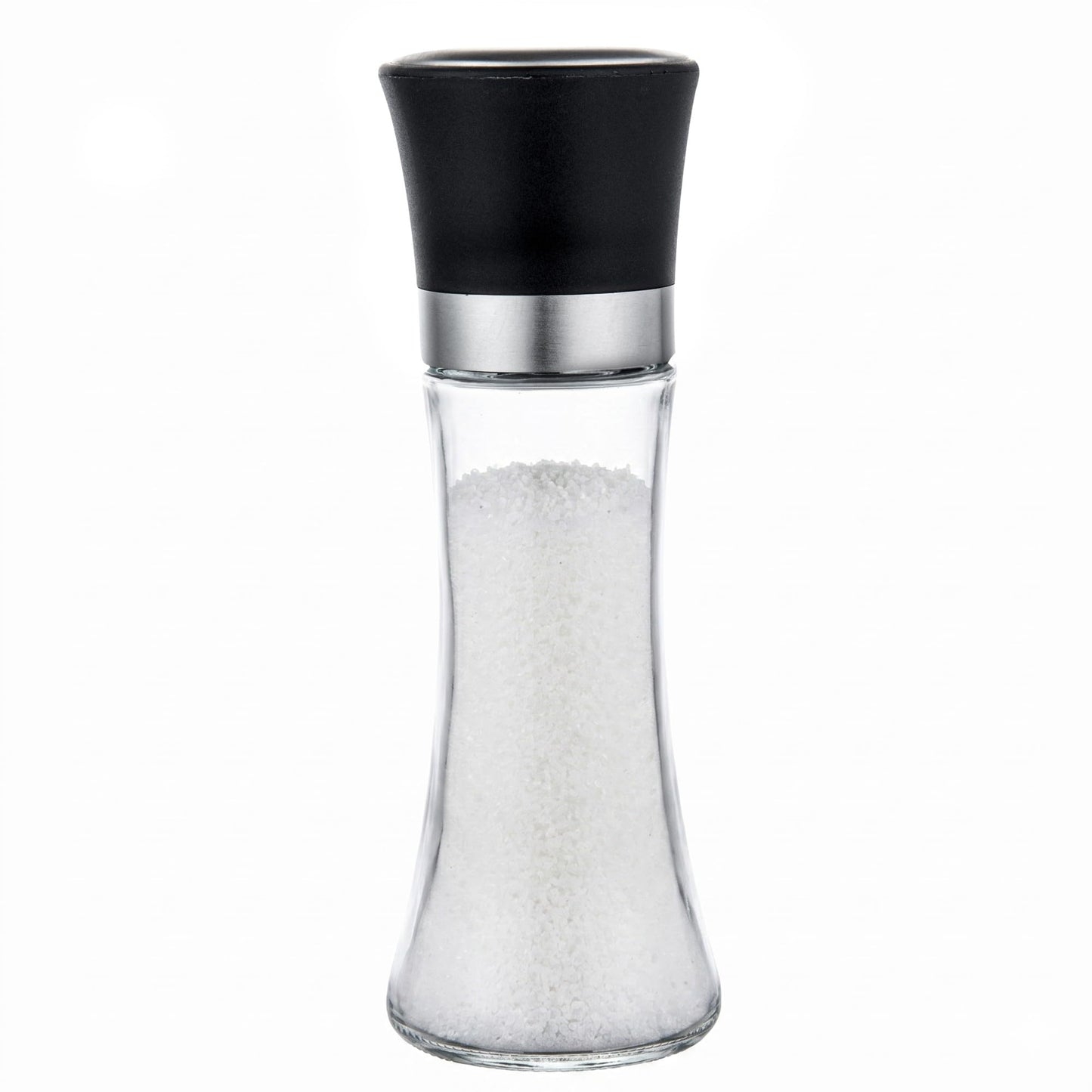 Restaurantware Vetri 6.3 Ounce Pepper Shaker, 1 Salt Shaker - Included Lid Cover, Clear Finish, Glass Spice Shaker, Refillable, Dishwashable