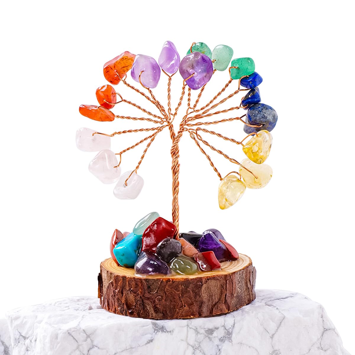 DYBEATY Crystal Tree Gifts for Women 6 Sets Handcrafted Tree of Life Healing Crystals Stones for Positive Energy Good Luck Home and Office Decor for Mom Dad Lovers Friends (6 Sets)