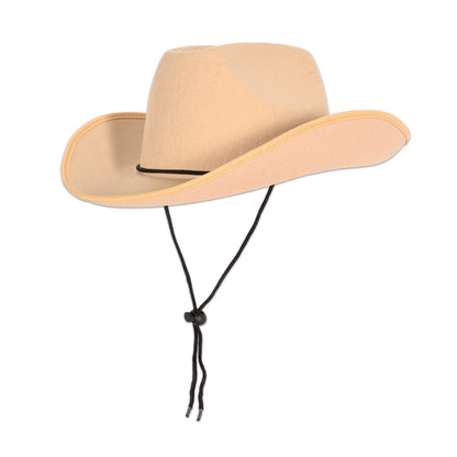 Beistle Novelty Felt Cowboy Hat For Country Western Theme Wild West Party Supplies, Halloween Costume Dress Up, Tan