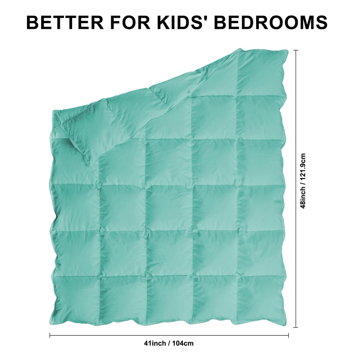 zzlamb Warm Baby Quilt Crib Comforter Small Duvet Insert, Toddler Down Comforter Kids Crib Down Throw Blanket, Lightweight Soft Brushed Noiseless Shell Down Proof Machine Washable, Aqua 41x48in