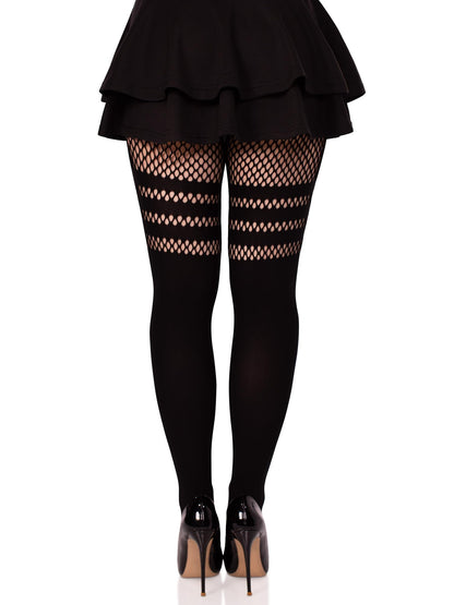 Leg-Avenue Women's-Striped Fishnet, Black, One Size