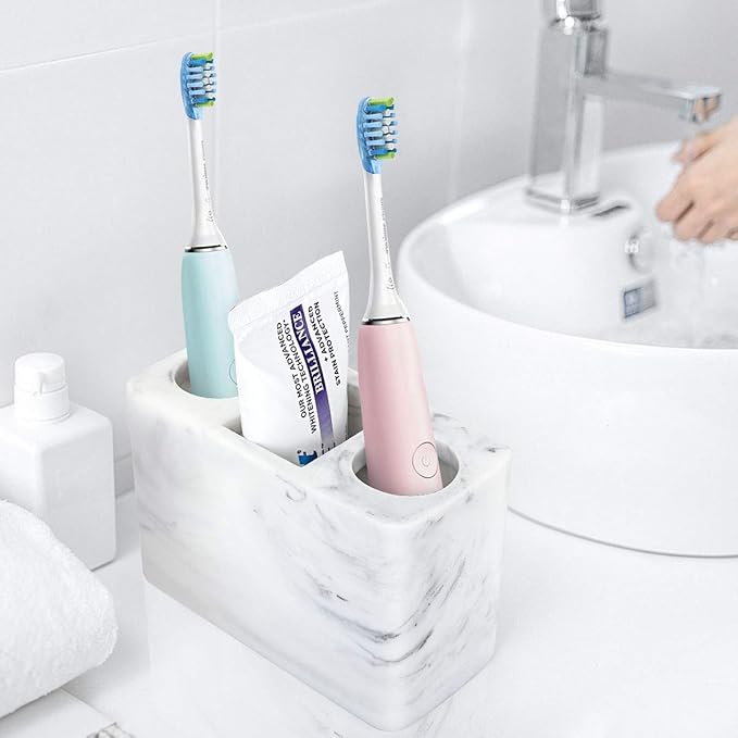 Luxspire Electric Toothbrush Holder, 3 Slots Large Marble Toothbrush Toothpaste