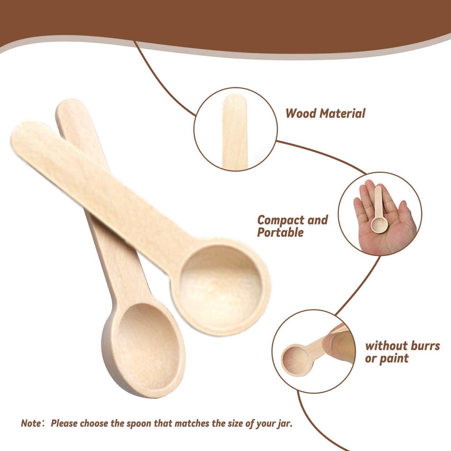 120 Sets 3 Inch Mini Wooden Spoons with 120 Pcs Tags and 2 roll of Twine Rope Spice Jars Wood Spoons Disposable Small Spoons Wooden Spoons Honey Sugar Cooking Oil Tea Coffee Kitchen