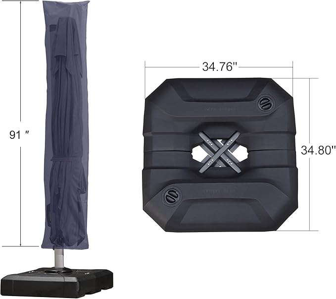 PURPLE LEAF 11 Feet Patio Umbrella with Base and Cover Round Outdoor Cantilever Umbrella Aluminum Offset Umbrella with 360-degree Rotation for Garden Deck Pool Patio Navy Blue