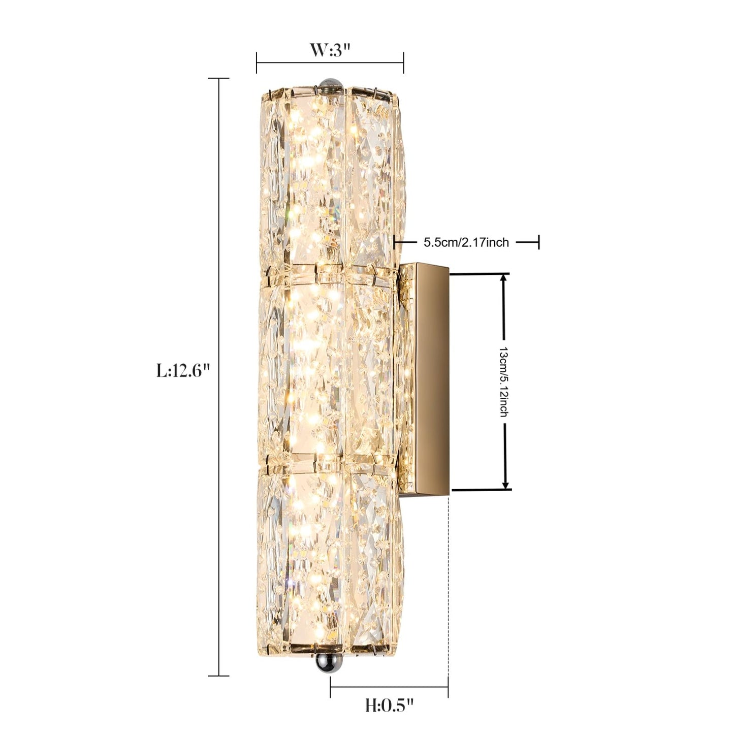 AOLALA Crystal Wall Sconces 3"x12.6" Modern LED Chrome Wall Light