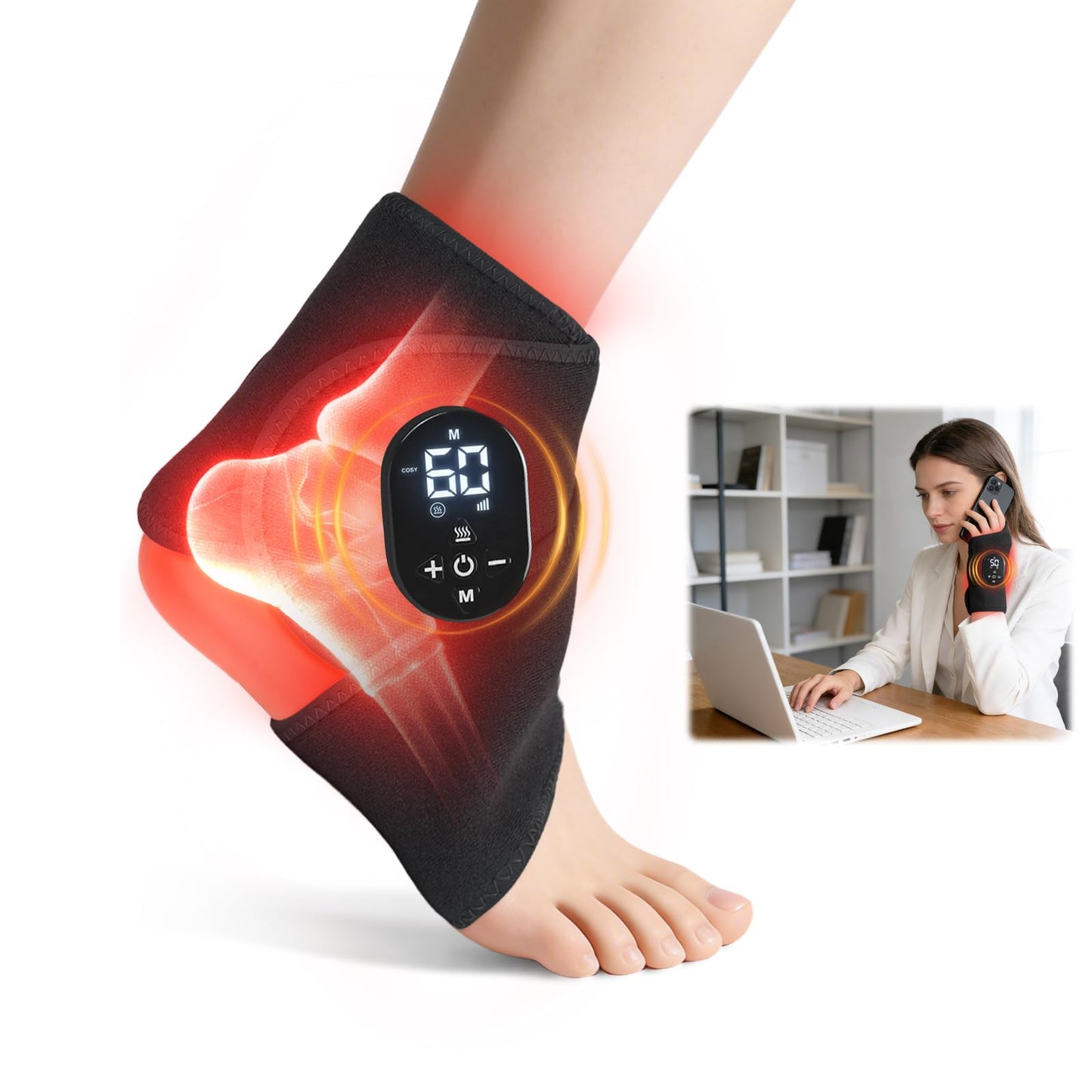 Laokiiy Foot Massager for Neuropathy, with Red Light Therapy for Feet & Ankle, Infrared Neuropathy Triple Therapy Foot Massager with Heat, 8 Massage Modes, 20 Intensity Levels, Body Massager1pack