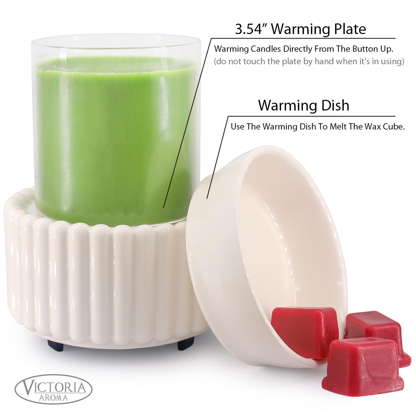 VICTORIA AROMA Ceramic Wax Melt Warmer 3-in-1 Candle Wax Warmer for Scented Wax Melter Electric Fragrance Wax Burner for Home Office Bedroom Gift & Decor…