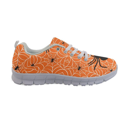 GIFTPUZZ Orange Web Men's Slip-On Sneakers Halloween Themed Lightweight Walking Shoes with Non-Slip Sole for Indoor/Outdoor Comfortable Casual Fashion Gifts for Halloween Size 45