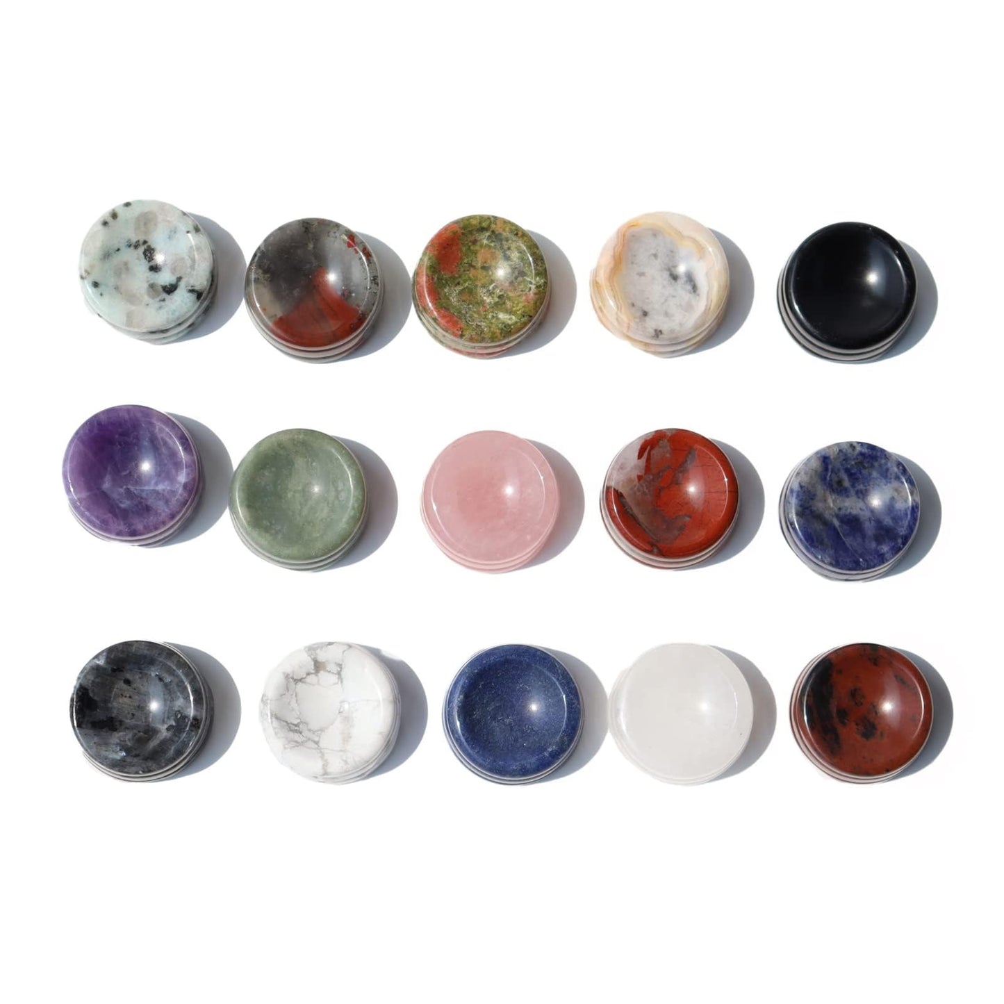 Wemeki Gemstone Sphere Stands Mix 6PCS, Crystal Display Stand, Hand Carved Natural Mini Display Stand Base Stone for Gemstone Egg, Crystal Balls, Sphere Home Decor(Base Only)