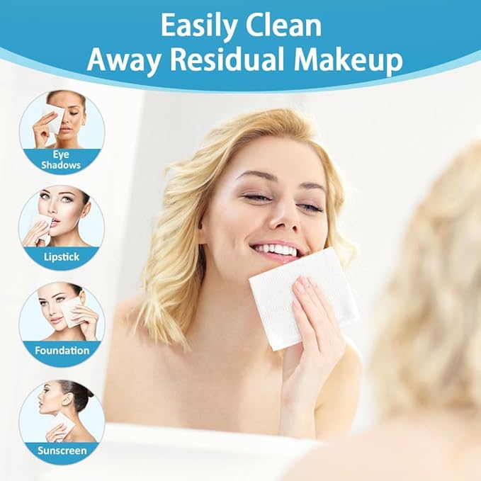 HOMEXCEL Face Towels 100 Count, Disposable Makeup Remover Wipes, Super Soft