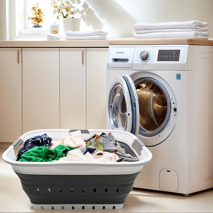 SAMMART 42L Collapsible Plastic Laundry Basket