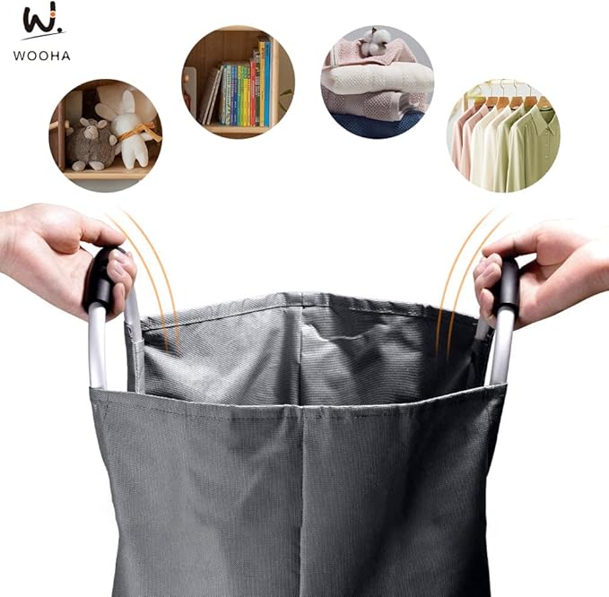WOOHA 125L Large laundry basket, Collapsible laundry hamper, Tall Clothes