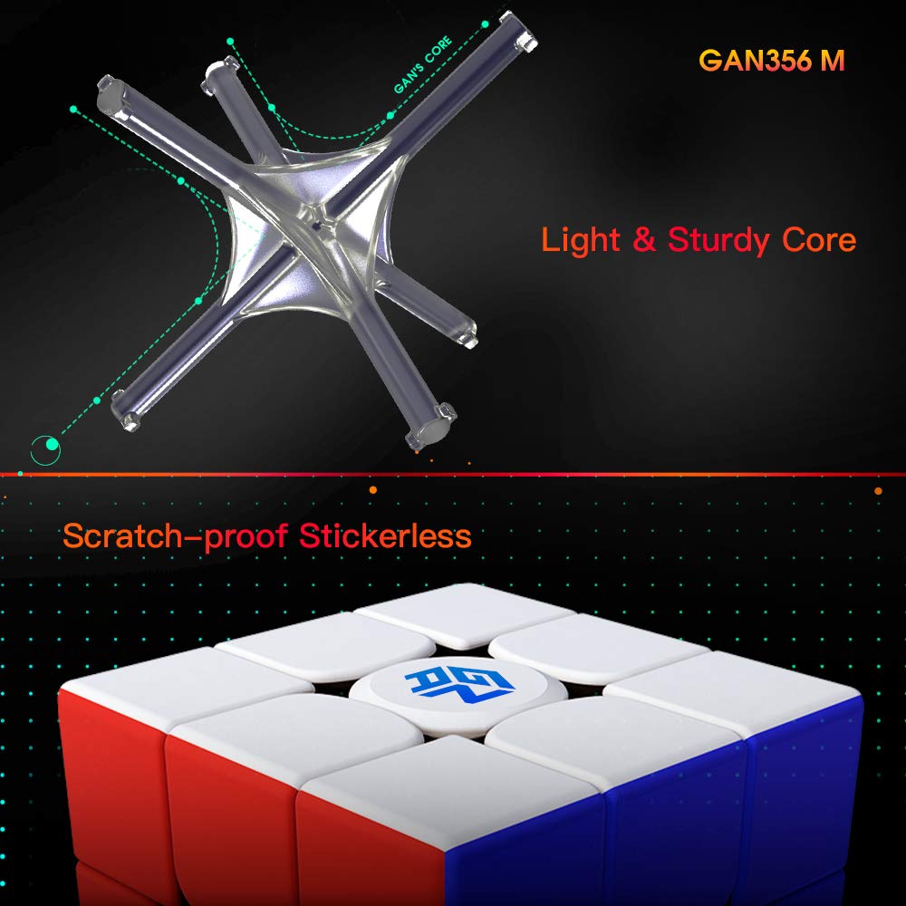 GAN 356 M, 3x3 Magnetic Speed Puzzle Cube Stickerless Gans 356M Cube (no Extra GES)