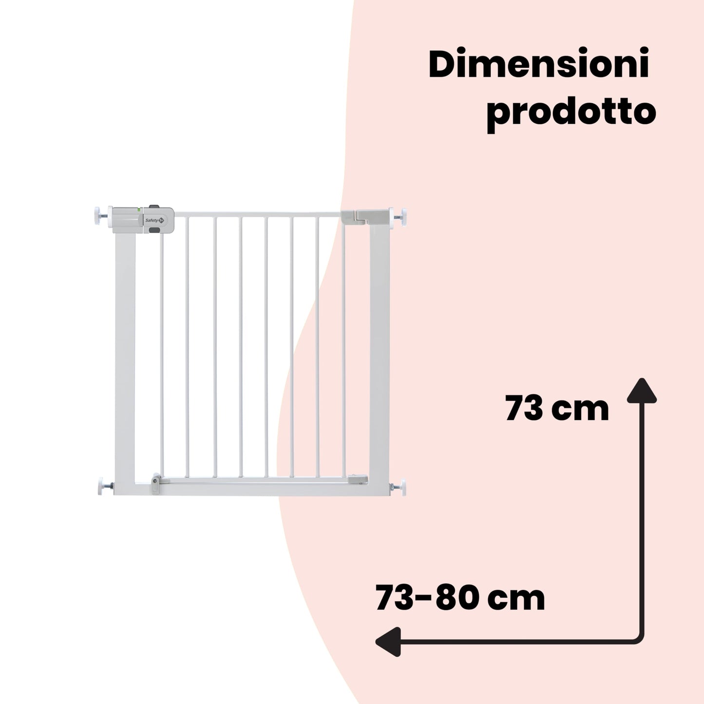 Safety 1st SecureTech Metal Gate, Pressure Fit Safety Gate, Baby Gate for Stairs and Doors, for Widths 73 to 80 cm, extendable up to 136 cm with extensions sold separately, Metal White