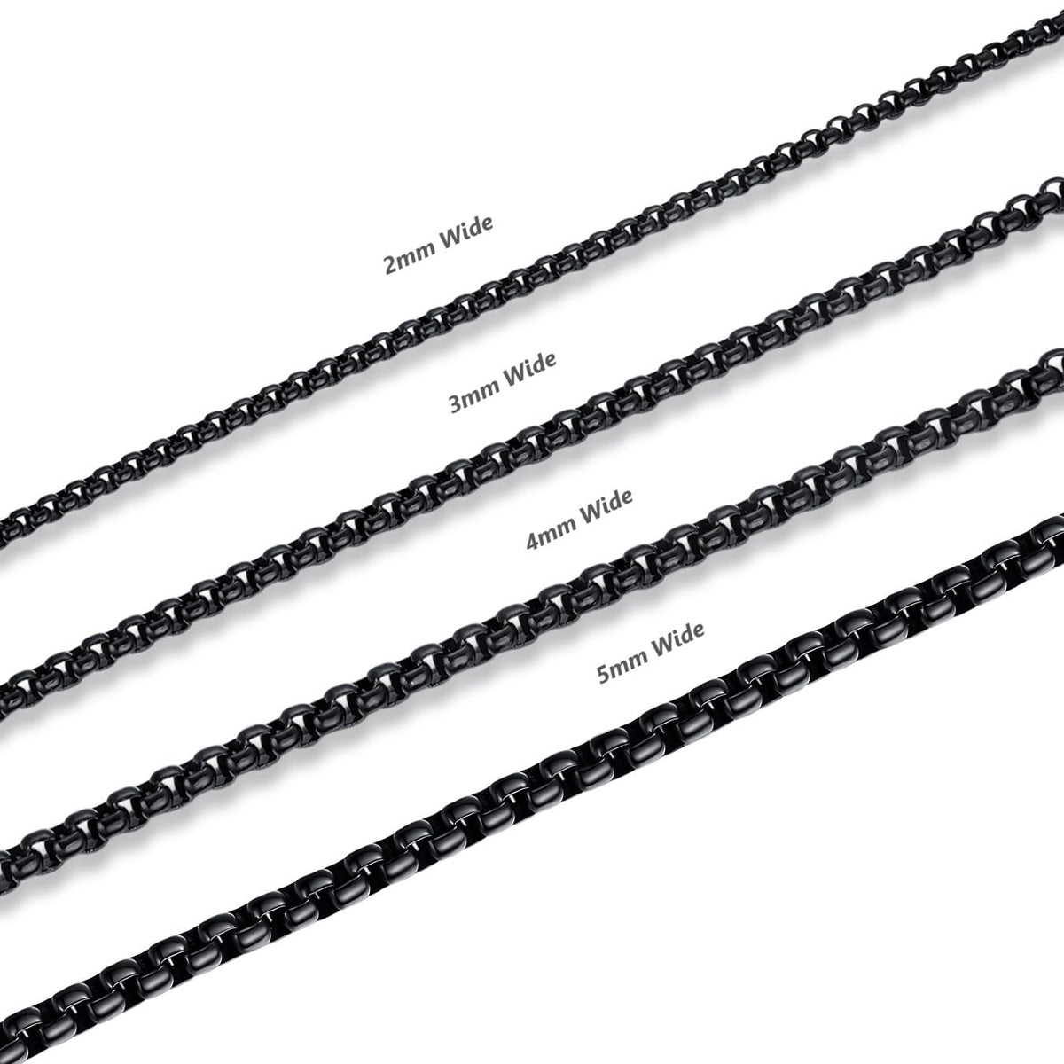 FOSIR Mens Womens 2mm Stainless Steel Black Rolo Cable Chain Necklace (20 Inch)