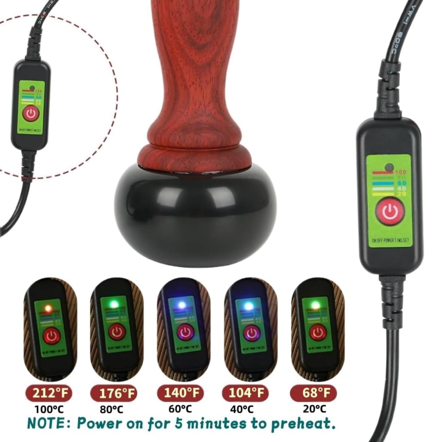 WeiiTech Hot Stones for Massage, Electric Body Massager with Temperature Control, Natural Bian Stone Gua Sha Scraping Massager for Home SPA Relaxation Treatment Pain Relief