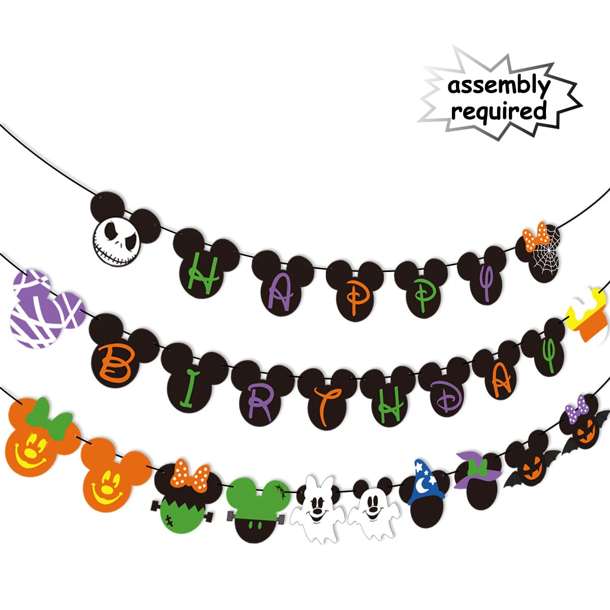 Mouse Halloween Happy Birthday Banner Cake Topper for Mouse Theme Halloween Birthday Party Decorations