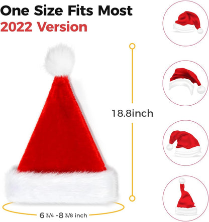 BOSONER 2 Packs Christmas Hat Santa Hats,Xmas Hat Holiday for Adults,Extra Thicken Fur for Christmas Eve Gifts New Year Festive Party