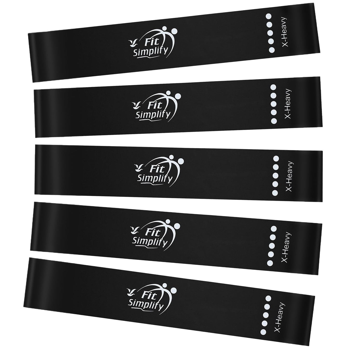 Fit Simplify Resistance Loop Exercise Fitness Bands with Instruction Guide and Carry Bag, Set of 5