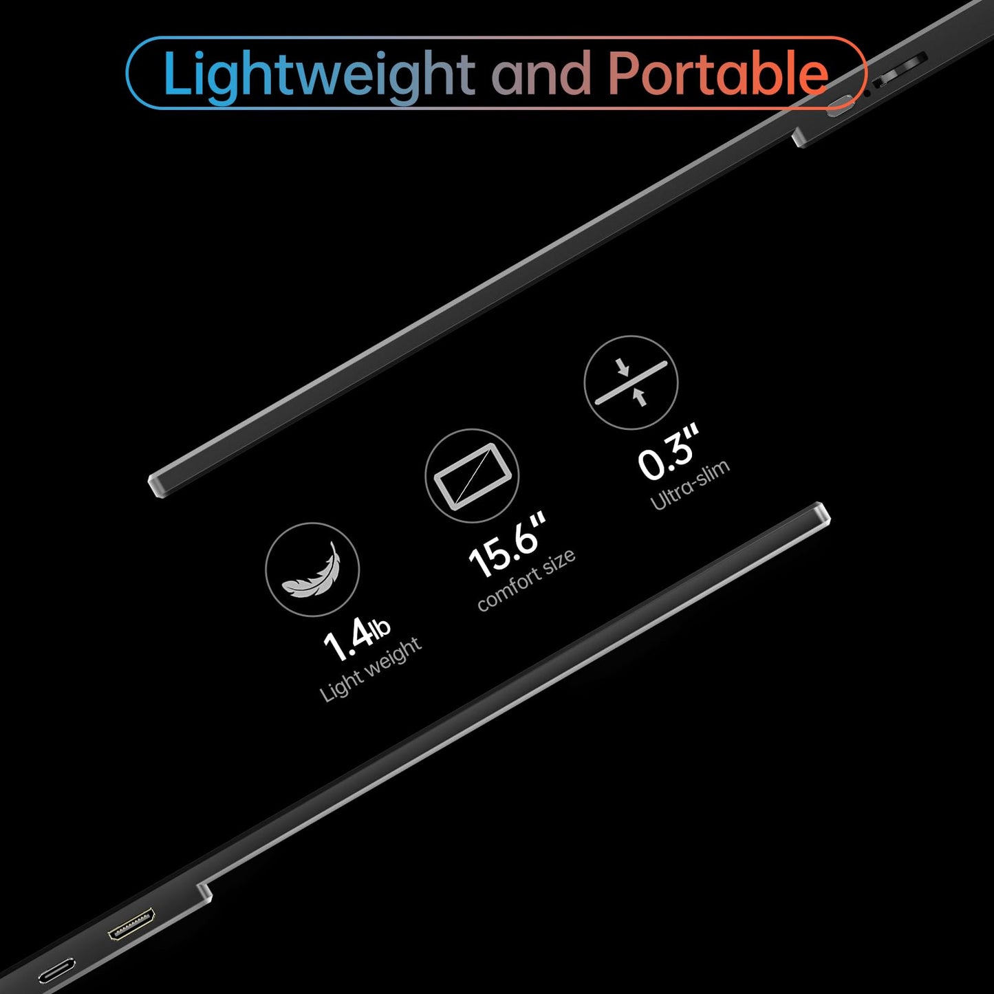 15.6inch Portable Monitor,1080P USB-C HDMI Second External Monitor for Laptop,PC,Mac Phone,PS,Xbox,Swich,IPS Ultra-Thin Zero Frame Gaming Display/Premium Smart Cover