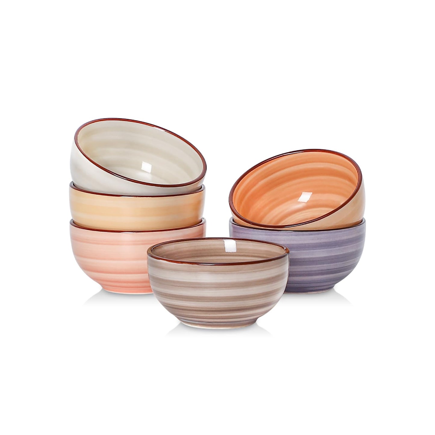 Selamica Ceramic Dipping Bowls, 4 OZ Mini Bowls for Sauce, Condiments, Side Dishes, Charcuterie Boards, Microwave Dishwasher Safe, 3.5 Inch, Set of 6, Maillard