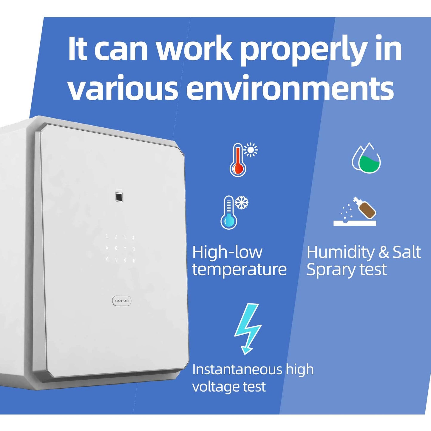 BOFON Fingerprint Smart Safe Box, Alloy Steel, Biometric Lock with Key, Alarm System, Anti-Theft, for Home Office (2.1 Cubic feet White)