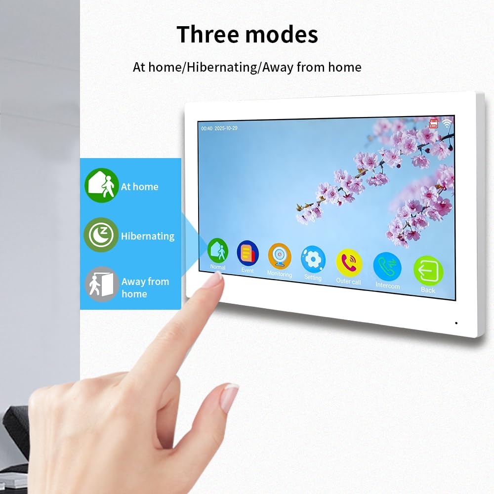 Wired IP Video Apartment Intercom System,1080P Camera and 7 inch Touch Monitor,Video Door Phone Kit Two-Way Audio Motion Detected with POE for Home,Tuya (2 Doorbell + 2 Monitor + 1 POE)