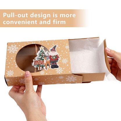 OurWarm 12 Pack Christmas Cookie Boxes for Gift Giving, Large Christmas Cookie Tins Holiday Bakery Treat Boxes with Window, Kraft Paper Food Packaging Containers for Xmas Party Supplies