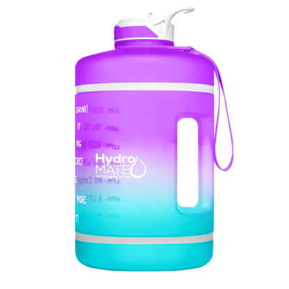 NatureWorks HydroMATE Gallon Water Bottle with Straw BPA FREE Leak Proof Reusable Water Bottle with Times to Drink Marked Hourly 128 oz