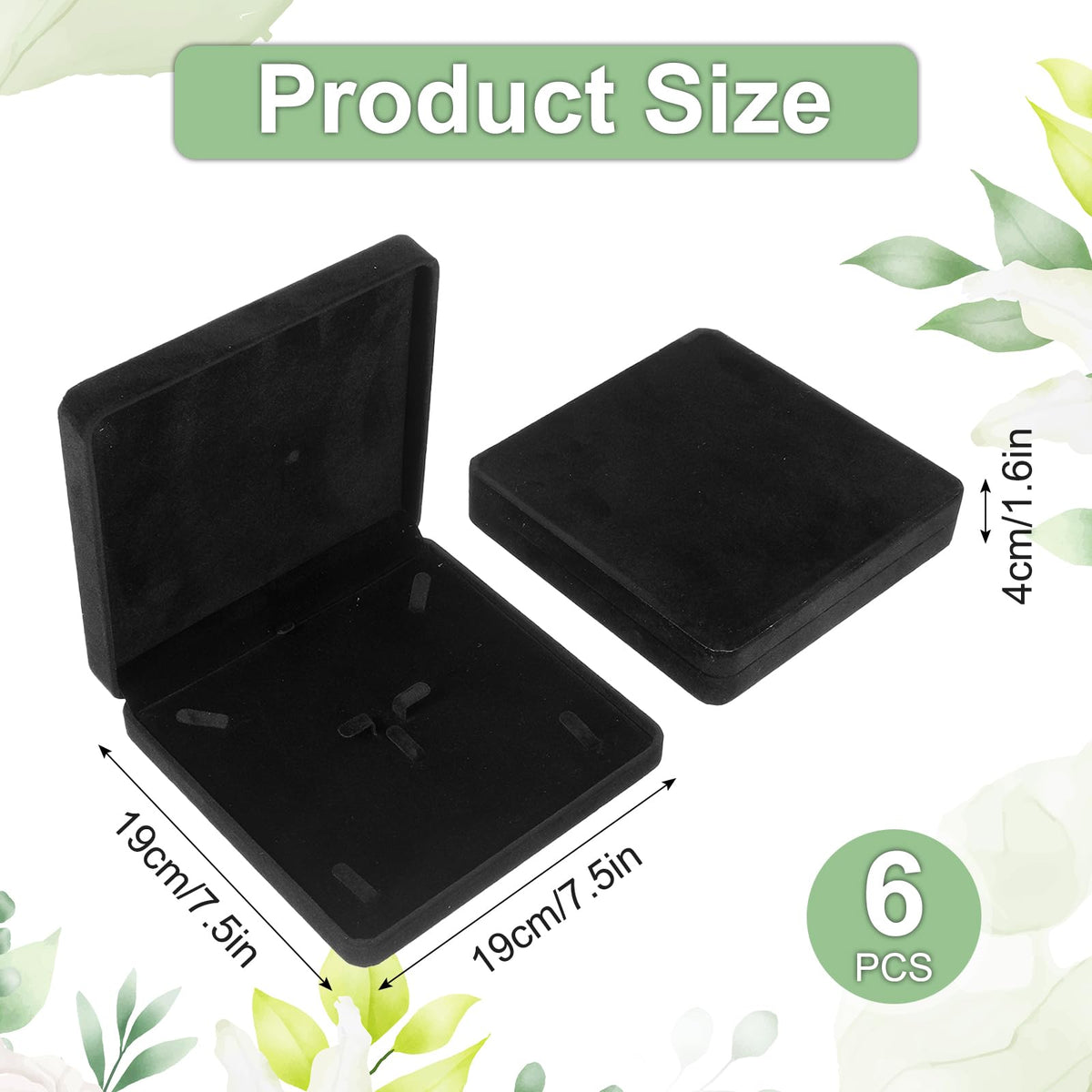 Meyeyaia 6 Pcs Velvet Jewelry Set Box Black Jewelry Display Box Jewellery Gift Boxes for Necklace, Ring, Earring, Bracelet, Pendant Mother's Day Wedding Travel Anniversary, 7.5 x 7.5 x 1.6 in