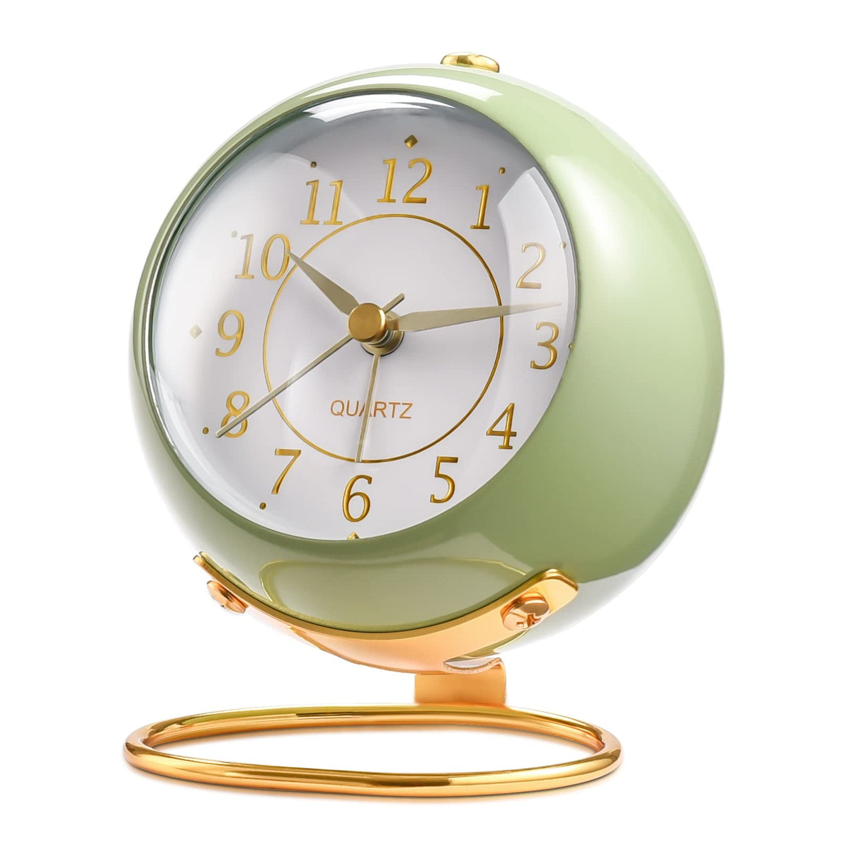 Tetino Analog Alarm Clocks,Retro Backlight Cute Simple Design Small Desk Clock with Night Light,Silent Non-Ticking,Battery Powered,for Kids,Bedroom,Travel,Kitchen,Bedside Desktop Decor.(Green)