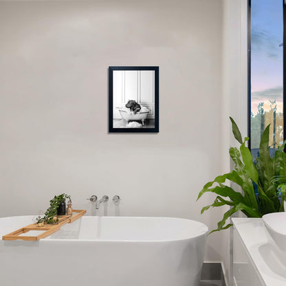 Bathroom Picture Wall Decor, Framed Black and White Bathroom Wall Art, Toilet Paper in Little Funny Raccoon's Hand Animal Canvas Print Painting