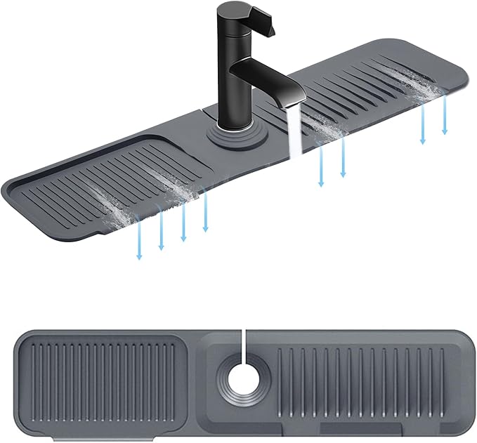 5° Slope Kitchen Sink Faucet Mat, Kitchen Sink Splash Guard, Silicone Material