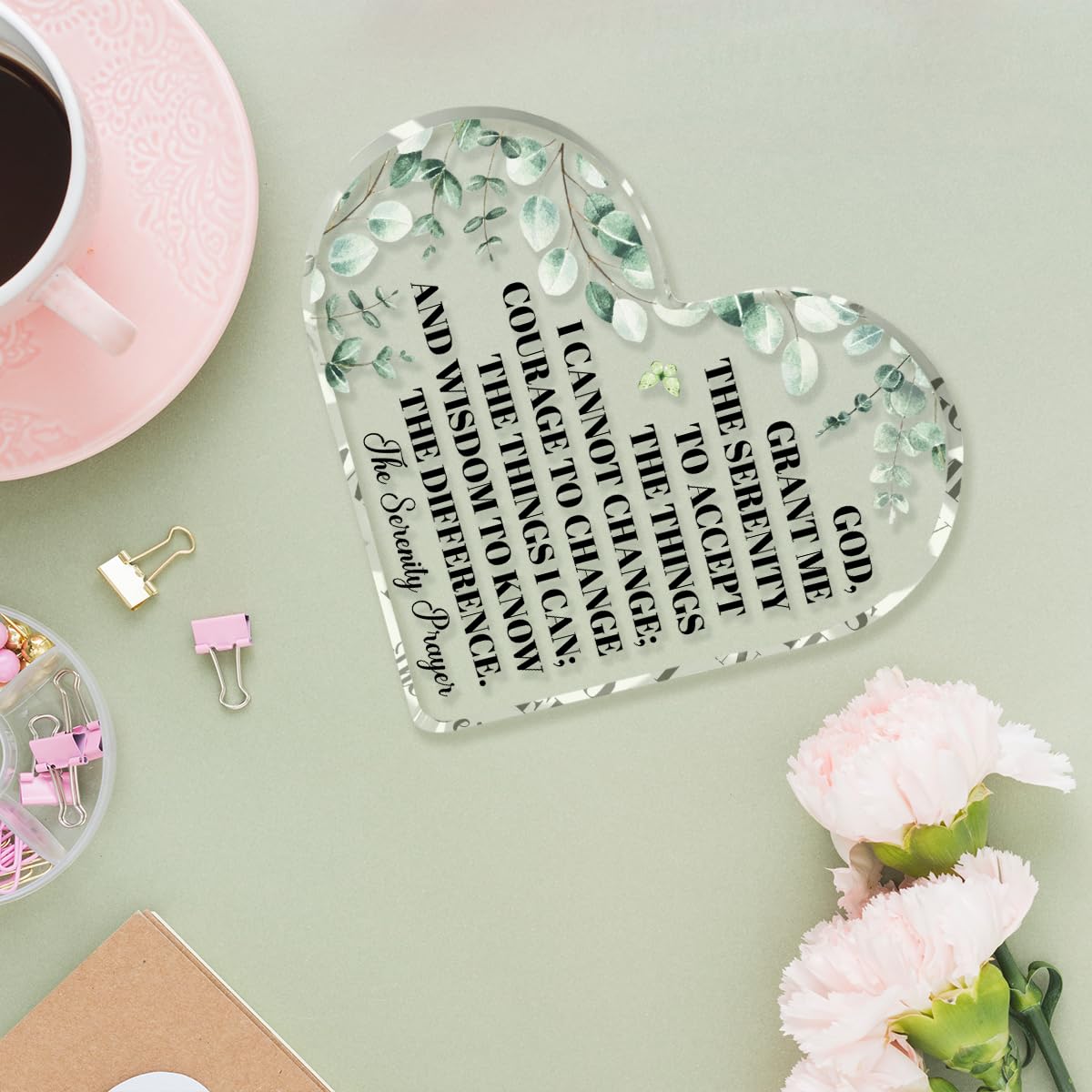 Christian Decor,Serenity Prayer Gifts,Christian Desk Decor,Inspirational Gifts for Women Men Bible Verse Home Office Prayer Room Acrylic Sign
