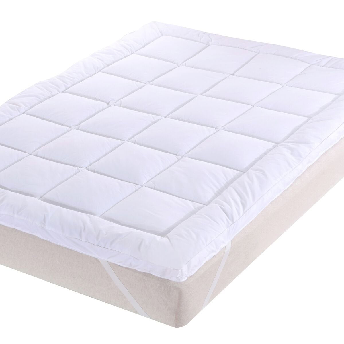 Abripedic Plush Cotton Mattress Topper, King, 2 Inches Hypoallergenic Overfilled Down Alternative Anchor Bands Mattress Topper