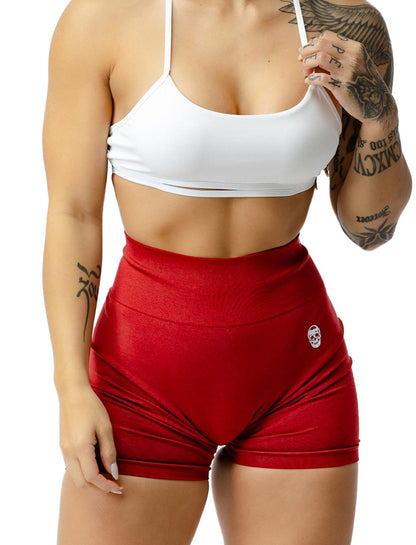 Gymreapers Seamless Shorts Infinity High Waist Biker Workout Scrunch Shorts for Women Athletic Gym Running Pilates Yoga Sport Short (Bloodshot Red)