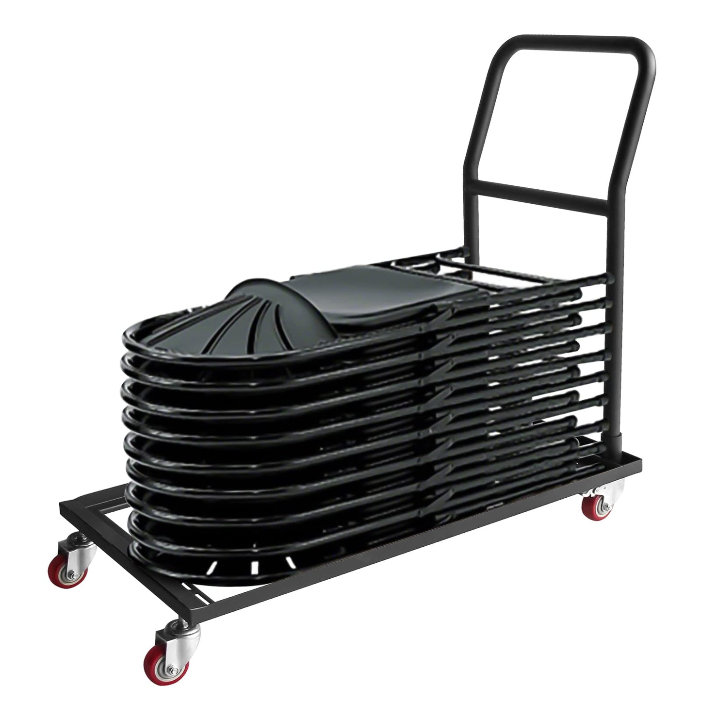 Hasopy Folding Chair Dolly Black Multifunction Folding Chair Cart with 2 Swivel Casters, Storage and Transport Dolly for Plastic Resin and Wood Folding Chairs, Commercial