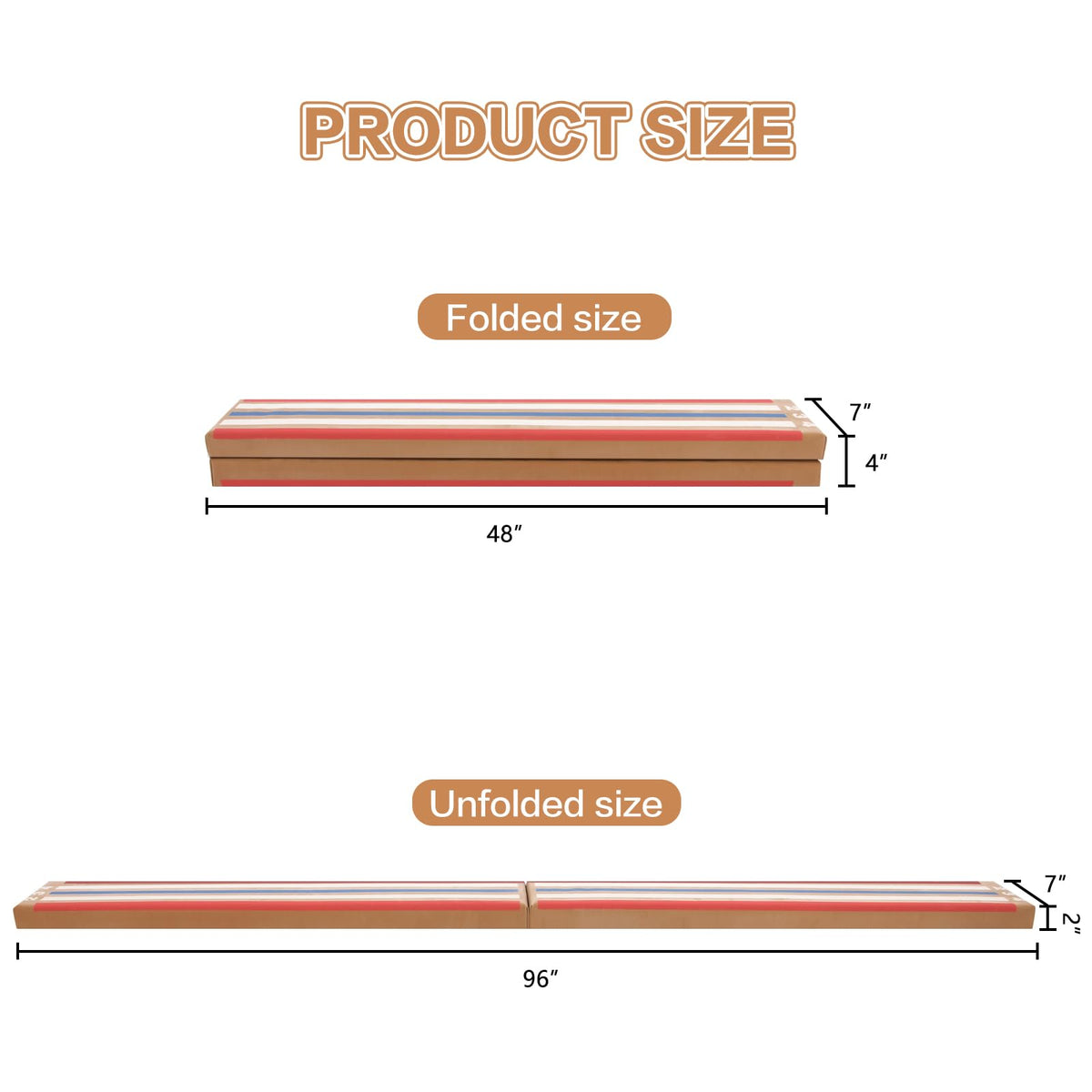 Modern-Depo 8ft Balance Beam Folding Floor Gymnastics Equipment for Kids Adults, Non Slip, Gymnastics Beam for Training, Physical Therapy and Professional Home Training