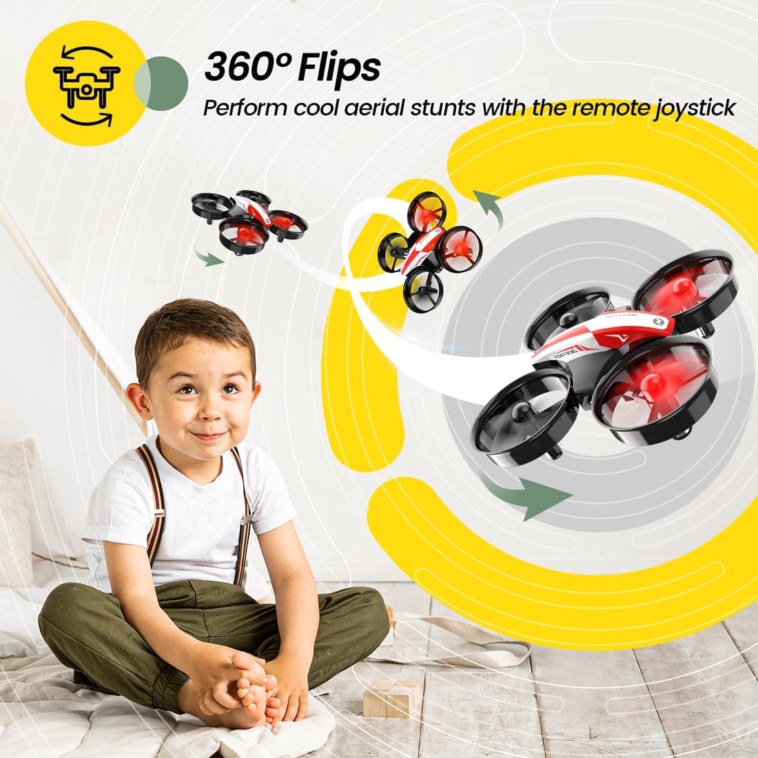Holy Stone HS210 Kids Mini Drone for Beginners Adults, Indoor Outdoor RC Toy Quadcopter Plane for Boys Girls with Auto Hover, 3D Flip, 3 Batteries & Headless Mode, Great Toddler Gift, Red